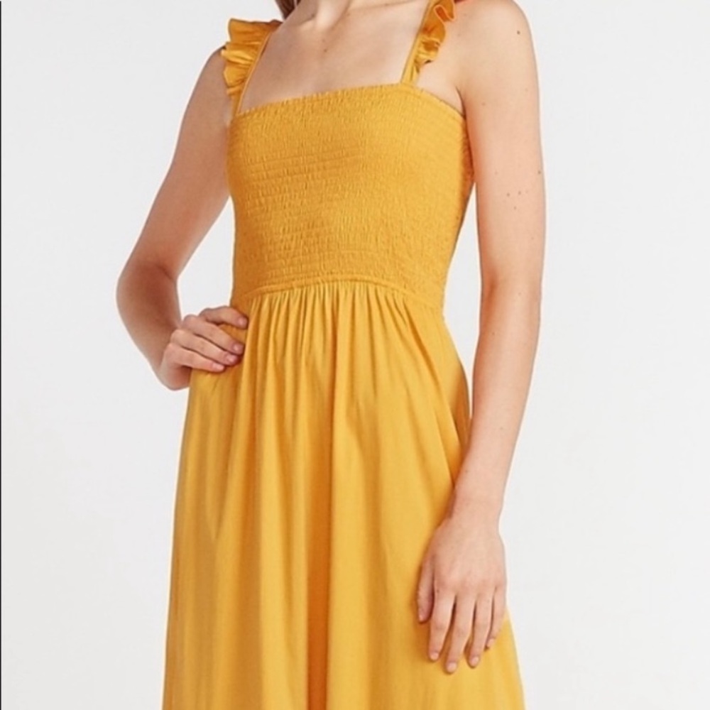 Express Goldenrod Yellow Smocked Maxi Dress